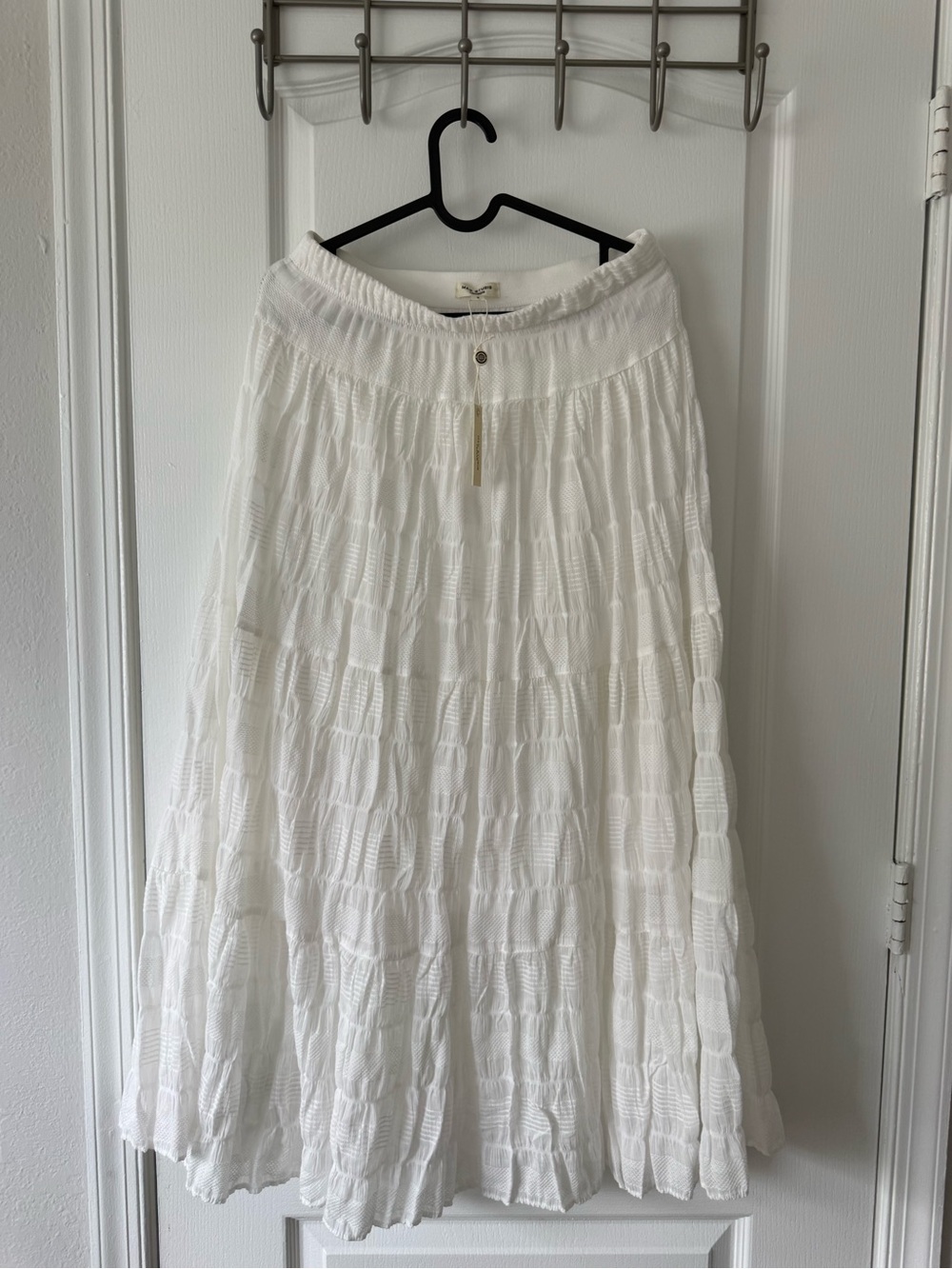 Max Studio White Tiered Maxi Skirt
